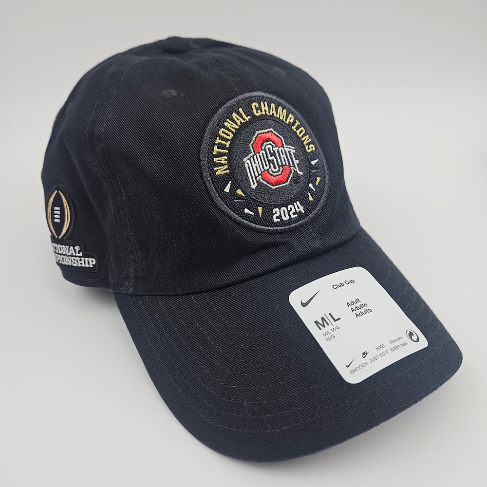 Nike Ohio State Buckeyes 2024 National Champions Club Cap Black Hat Size M/L New